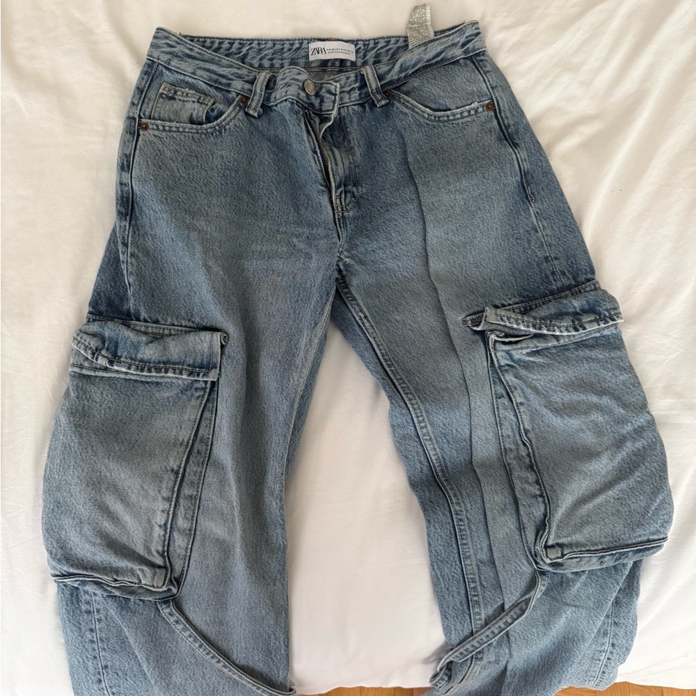 Zara Blue Cargo Jeans